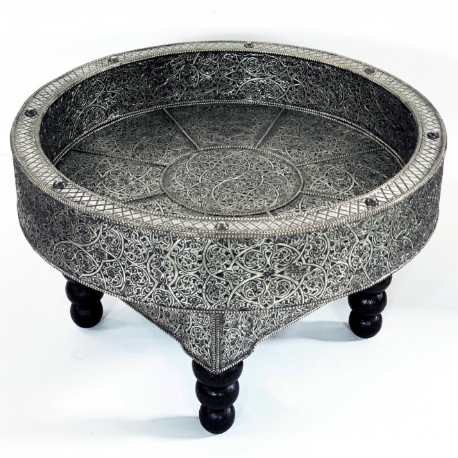 Runder Marokkanischer Tisch Silber SYNIA