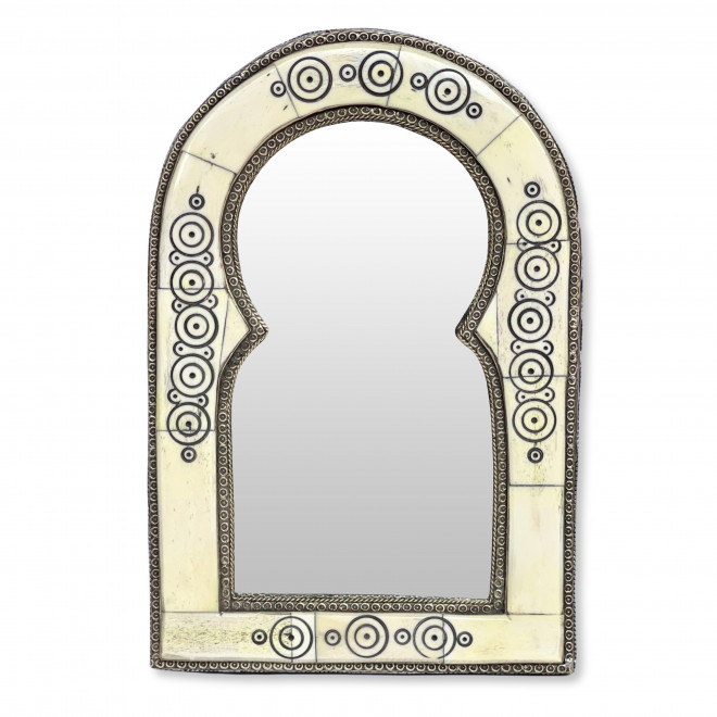 Marokkanischer Spiegel mit Kamelornamente weiss H30cm