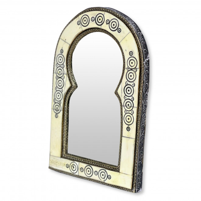 Marokkanischer Spiegel mit Kamelornamente weiss H30cm
