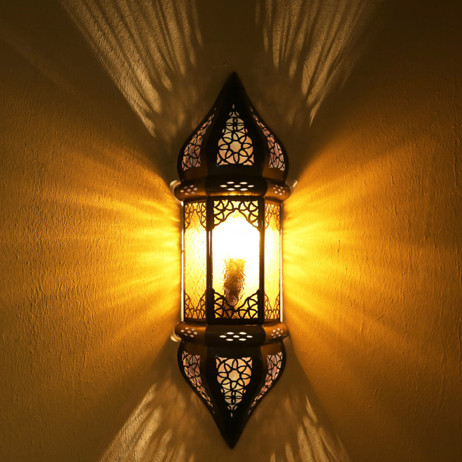 Glas-Wandleuchte orientalisch SULTANIA Amber