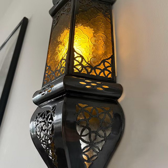 Glas-Wandleuchte orientalisch SULTANIA Amber