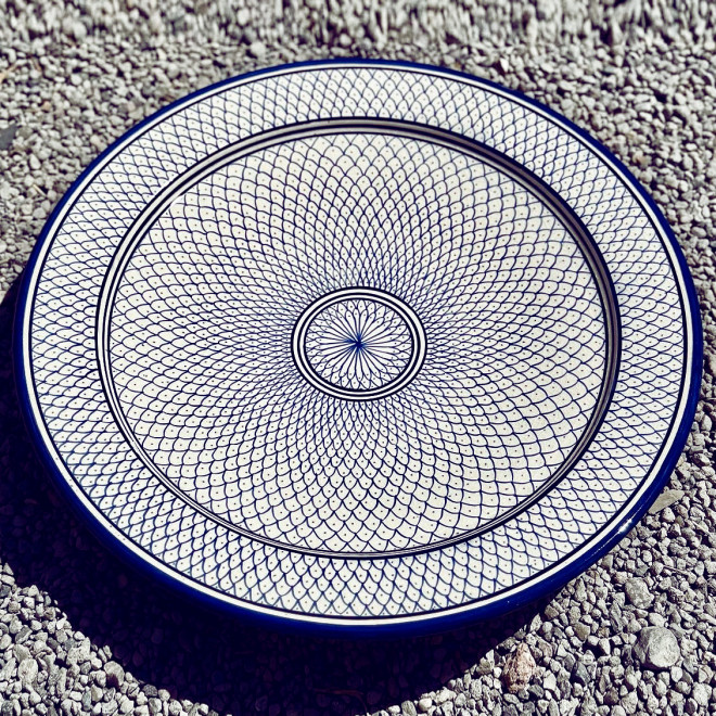 Marokkanische handbemalte Keramikschale Ø40cm blau