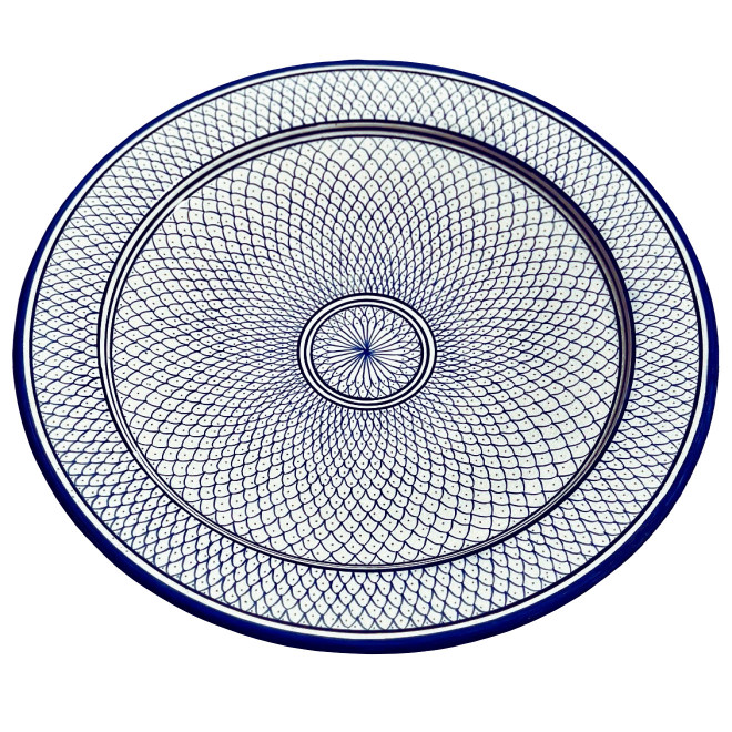 Marokkanische handbemalte Keramikschale Ø40cm blau