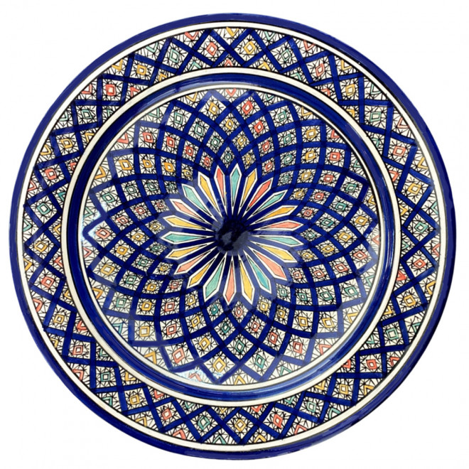 Handbemalter Servierteller aus Marokko BLAU Ø40cm