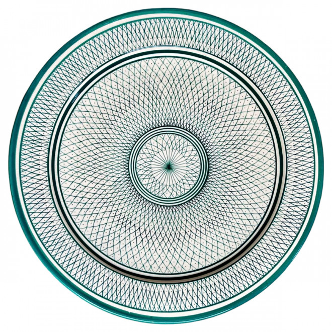 Marokkanische handbemalte Keramikschale Ø40cm grün/weiß