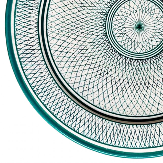 Marokkanische handbemalte Keramikschale Ø40cm grün/weiß