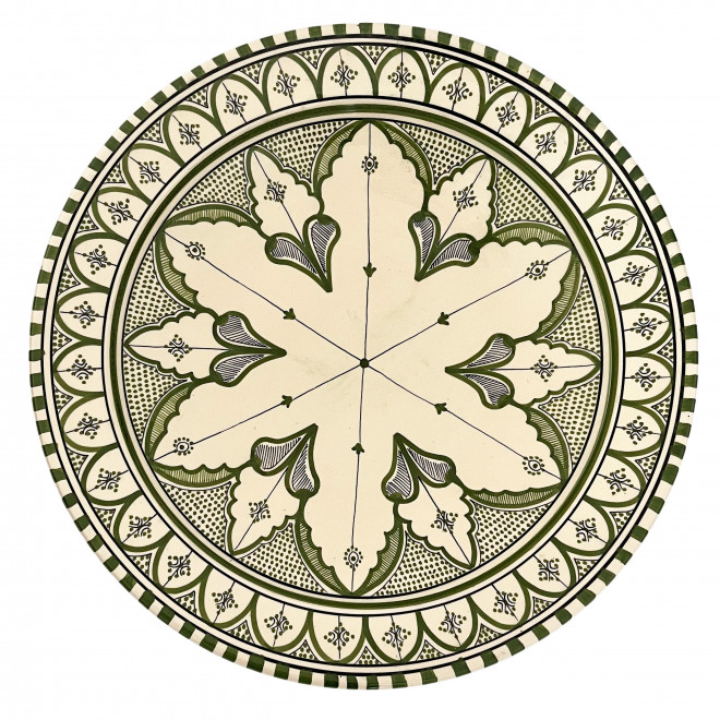 Marokkanische Handbemalte Schale olivgrün Ø40cm