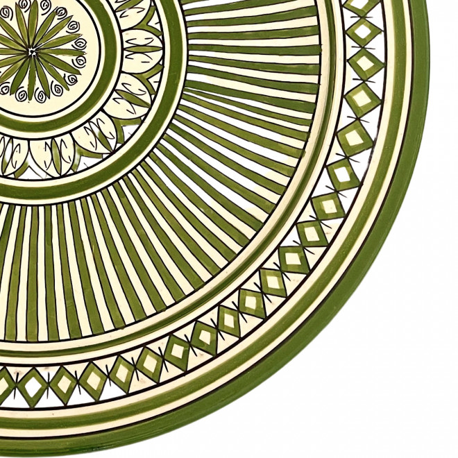 Marokkanische Handbemalte Keramik-Schale olivgrün Ø40cm