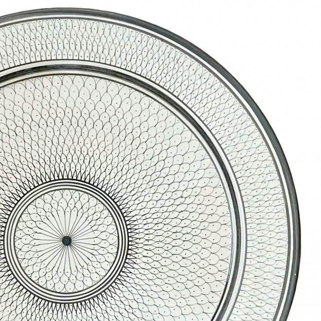 Große marokkanische Keramikschale Ø40 cm – grau & weiss