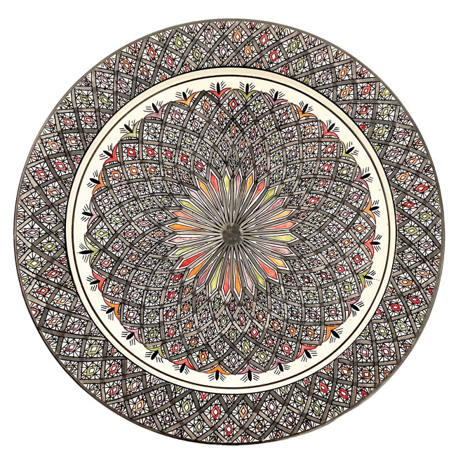 Bunte Keramikschale aus Marokko Ø40cm grau