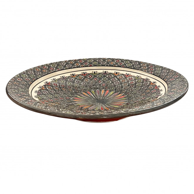 Bunte Keramikschale aus Marokko Ø40cm grau