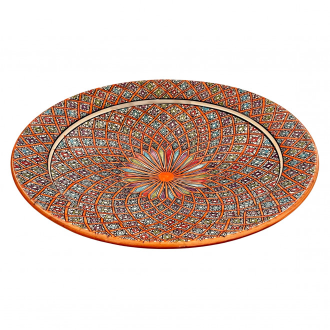 Handbemalte Keramikschale aus Marokko Ø40cm orange