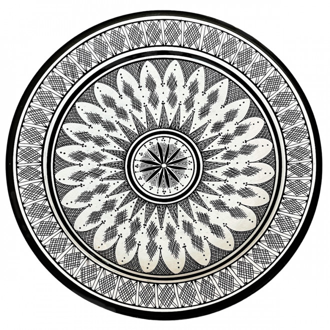 Marokkanische handbemalte Servierschale Ø40cm schwarz-weiß