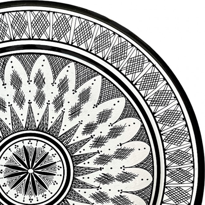 Marokkanische handbemalte Servierschale Ø40cm schwarz-weiß