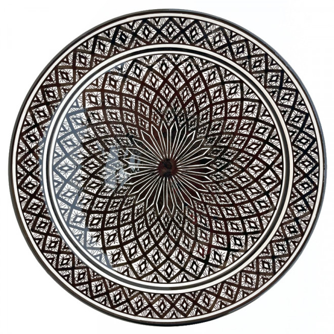 Marokkanischer schwarz-weiß handbemalter Teller Ø40cm