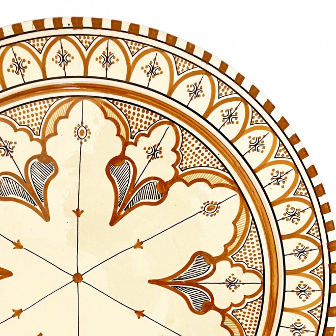 Marokkanische handbemalte Keramikschale Goldbraun Ø40cm