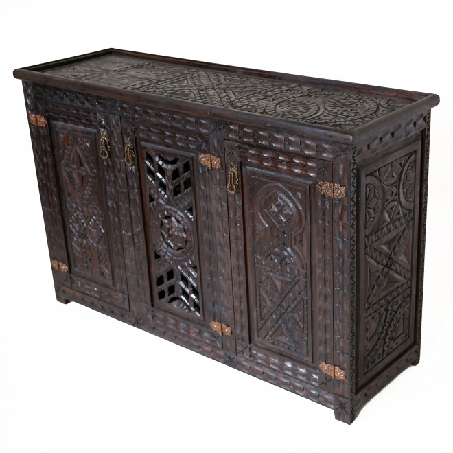 Orientalische handgeschnitzte Kommode TAMOUD Zedernholz