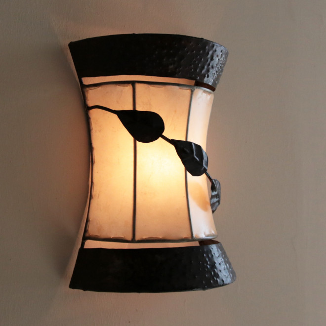 Marokkanische Leder Wandlampe WARDA natur
