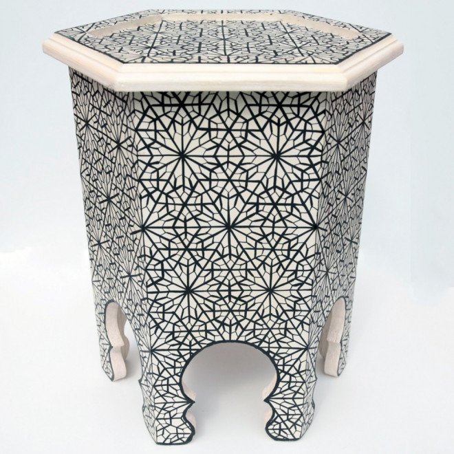 Orientalischer Handbemalt Teetisch aus Vollholz ANKABUTA