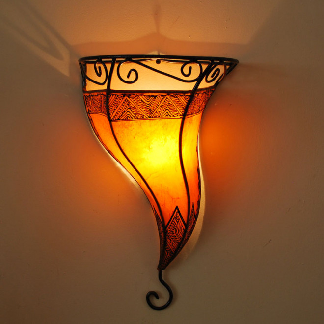 Wandlampe aus Leder AUTAR Orange