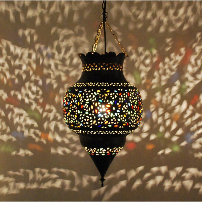 Orientalische Hängeleuchte "Kora-k" aus Messing