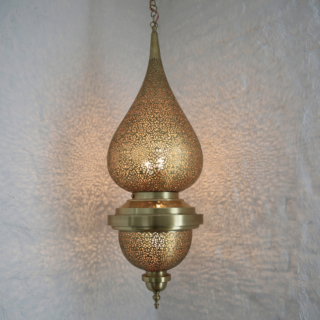 orientalische Hängeleuchte groß aus Messing DEMIA