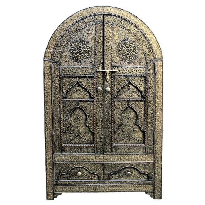 Marokkanischer Schrank mit Messing-Verkleidung KABBA