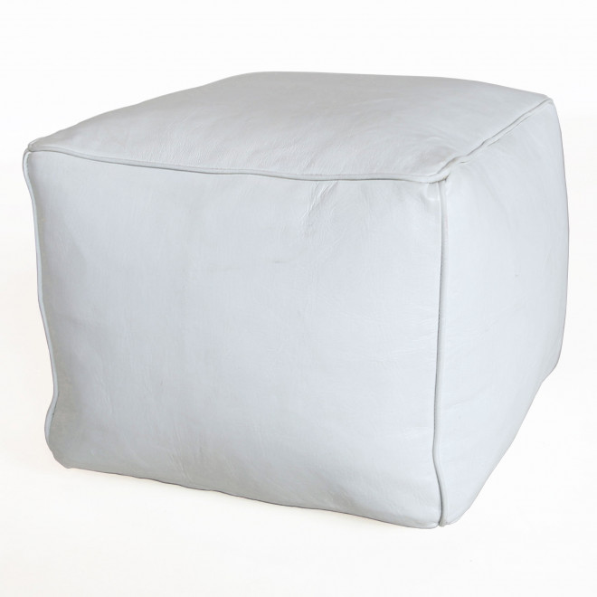 Orientalisches Sitzkissen CARRE 45x45 cm weiß aus Leder