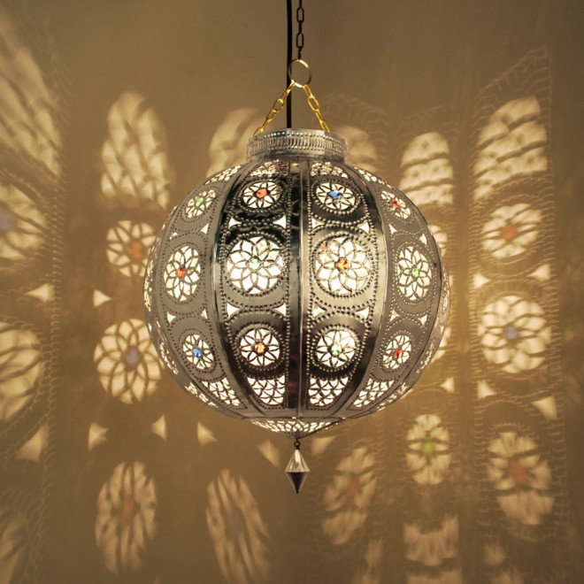 Orientalische Deckenleuchte "Kora_Kazdir_K" M/S Silber