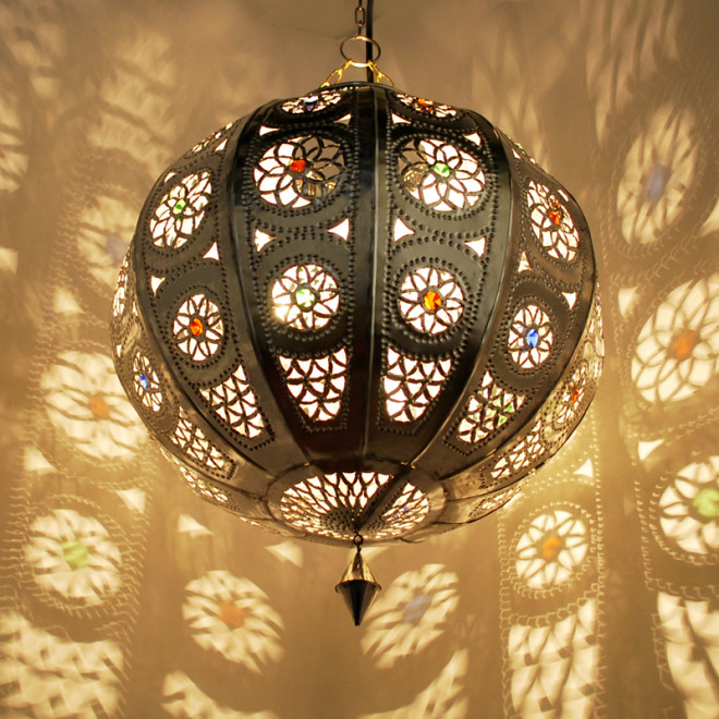 Orientalische Deckenleuchte "Kora_Kazdir_K" M/S Silber