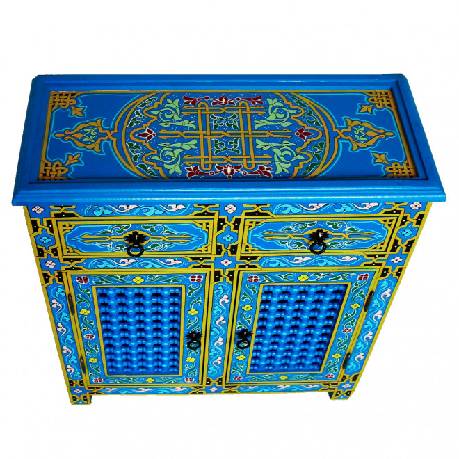 Marokkanische handbemalte Kommode Blau MAJORELLE