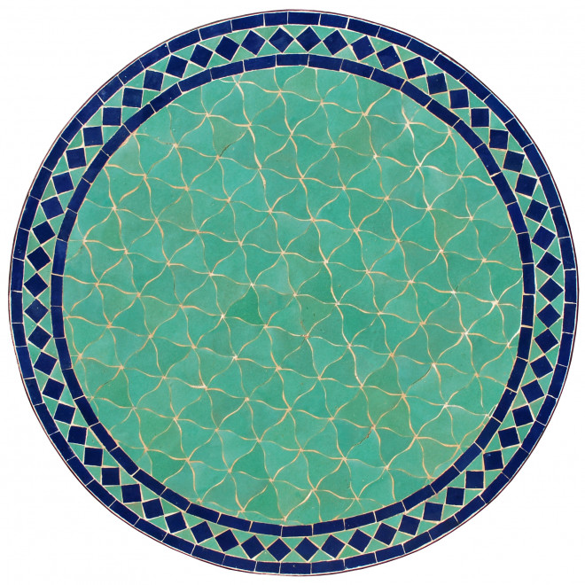 Marokkanischer Gartentisch FAROUJE Grün/Blau D80cm