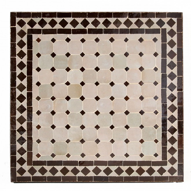 Orientalischer Mosaiktisch MOSA6 quadratig (60x60)cm Beige / Dunkel Braun aus Mosaikfliesen