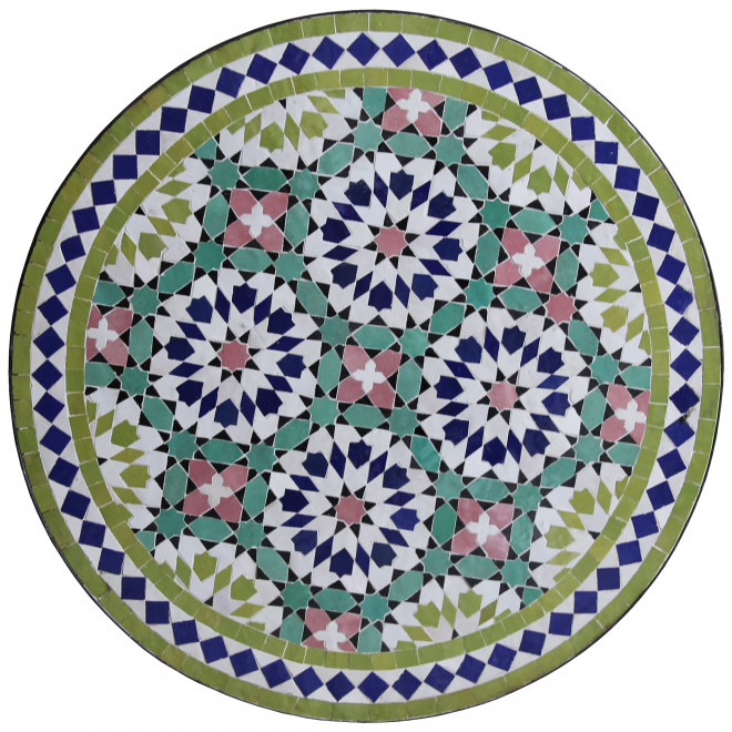Gartentisch aus Marokko ANKABUT Olivgrün/Bunt D60cm