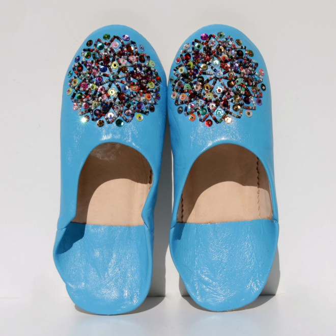 Orientalische Lederschuhe Mosona Türkis