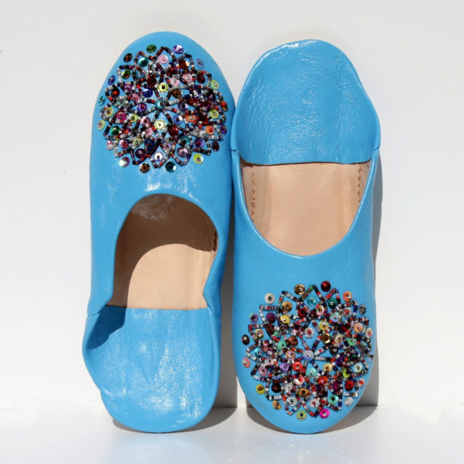 Orientalische Lederschuhe Mosona Türkis