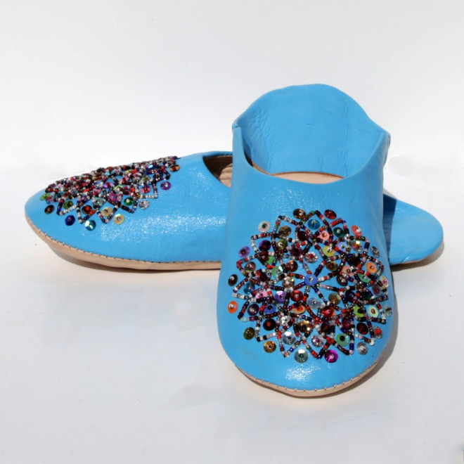 Orientalische Lederschuhe Mosona Türkis