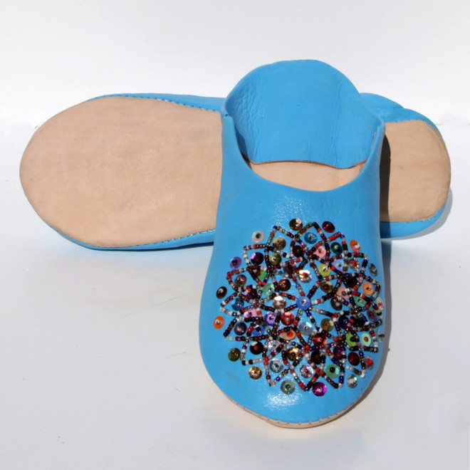 Orientalische Lederschuhe Mosona Türkis