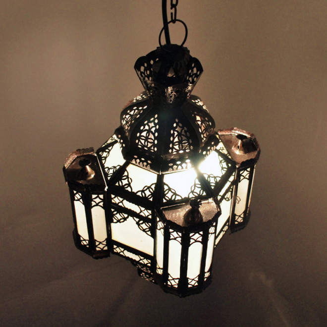 Marokkanische Hängelaterne MULAOULIDAT H45 Milchglas