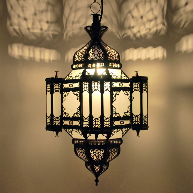 Orientalische Hängelampe MOULAY H65cm Weißes Milchglas