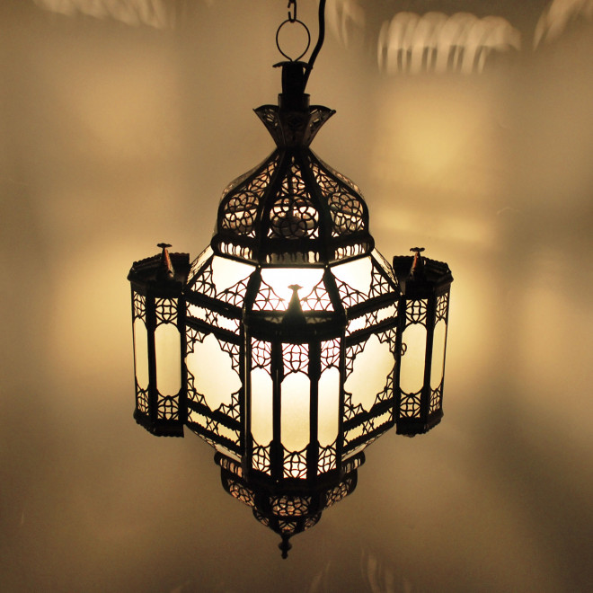 Orientalische Hängelampe MOULAY H65cm Weißes Milchglas