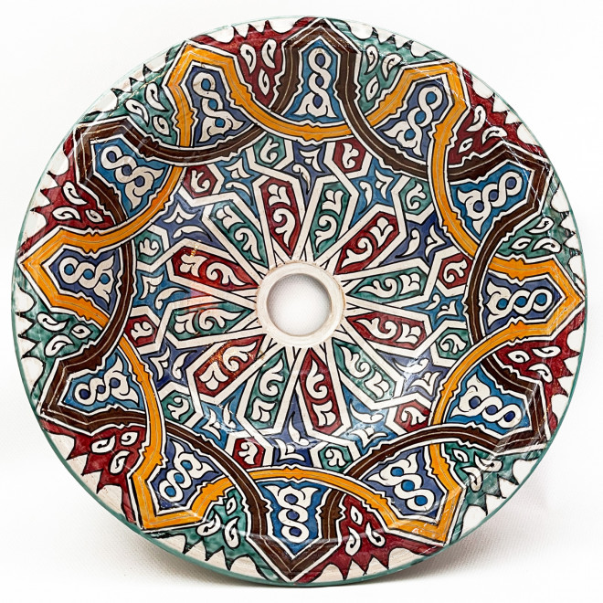 Handbemalte Keramik Waschschüssel MULTI-10 D40cm