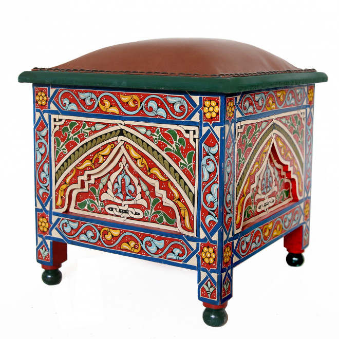 Marokkanischer Handbemalter Hocker NASSIM