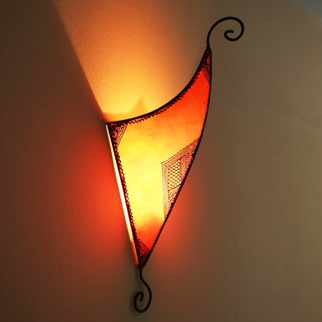 Leder- Wandlampe RICHA orange