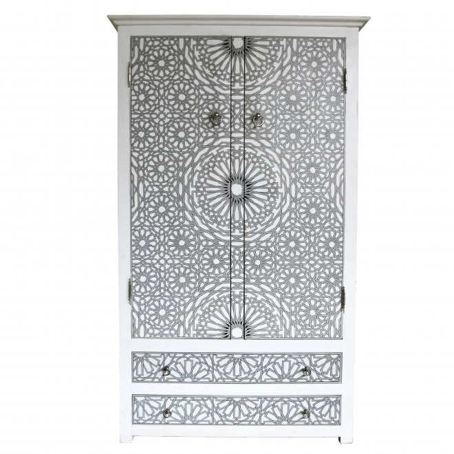 Orientalischer Schrank SETTASCHIA weiss/grau