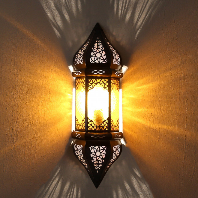 Glas-Wandleuchte orientalisch SULTANIA Amber