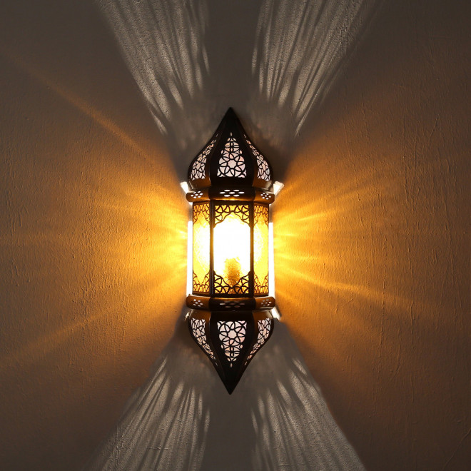 Glas-Wandleuchte orientalisch SULTANIA Amber