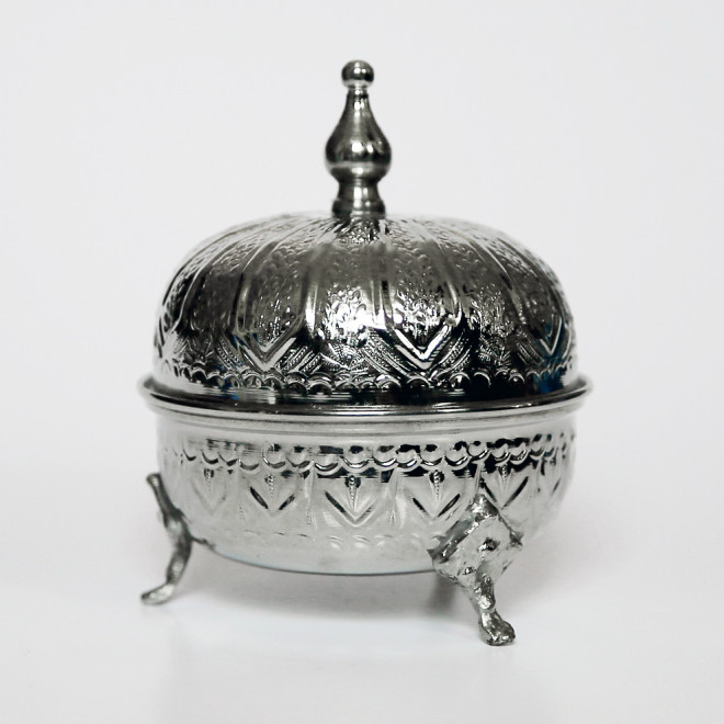 Orientalische Zuckerdose aus Versilbertem Messing H15cm