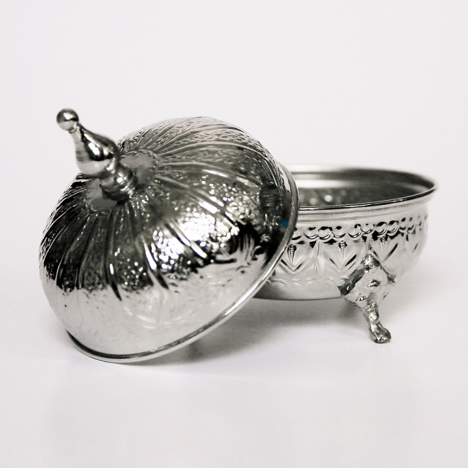 Orientalische Zuckerdose aus Versilbertem Messing H15cm