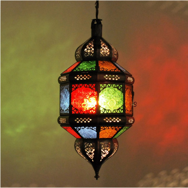 Orientalische Laterne Lampe Marokkanische Hängeleuchte Deckenlampe TITIA Amber